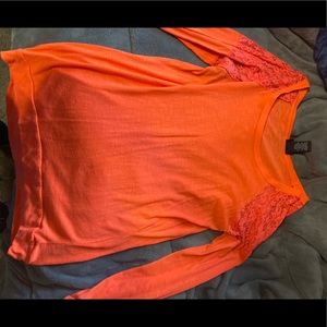 Coral Meshed Sleeves Shirt